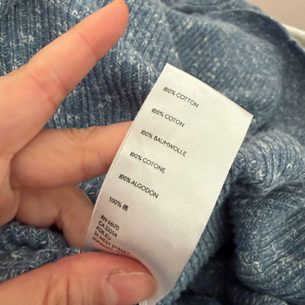 FREE PEOPLE BEACH Marled Long Sleeve Maxi Knit Crewneck Blue Dress Sz S - Picture 7 of 7